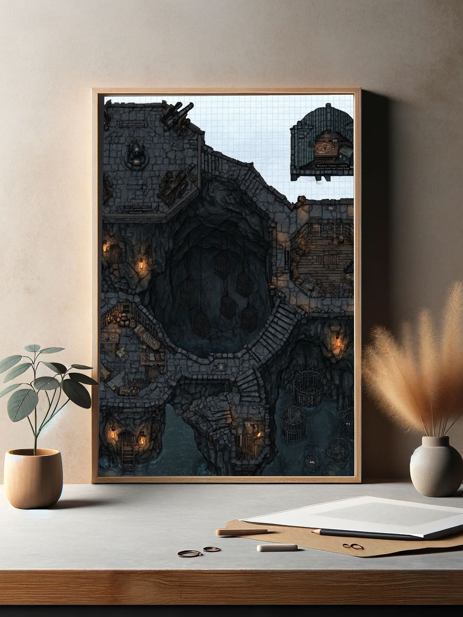 Dark Dungeon Map Illustration Poster. — room view 2