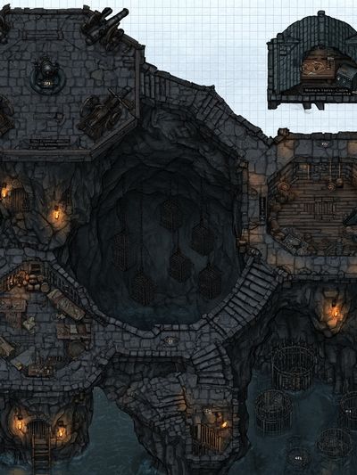 Dark Dungeon Map Illustration Poster.