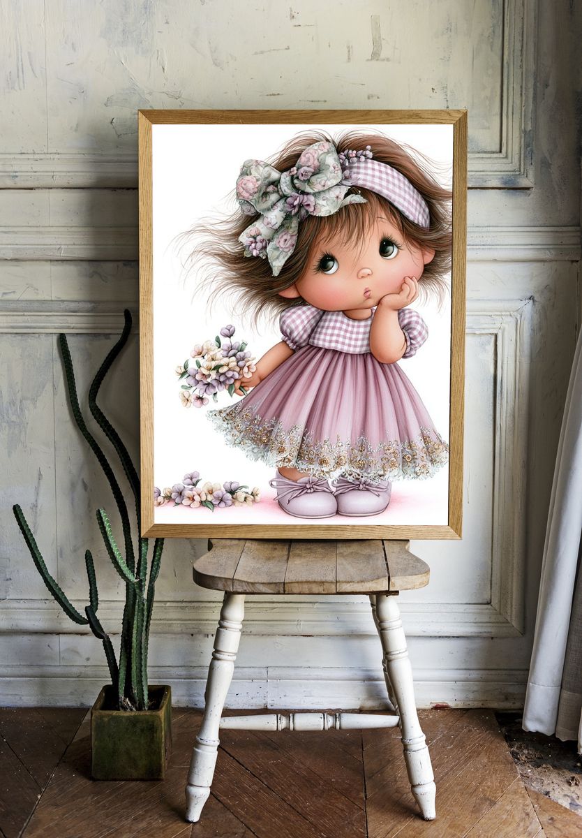 Floral Doll Illustration Poster. room preview