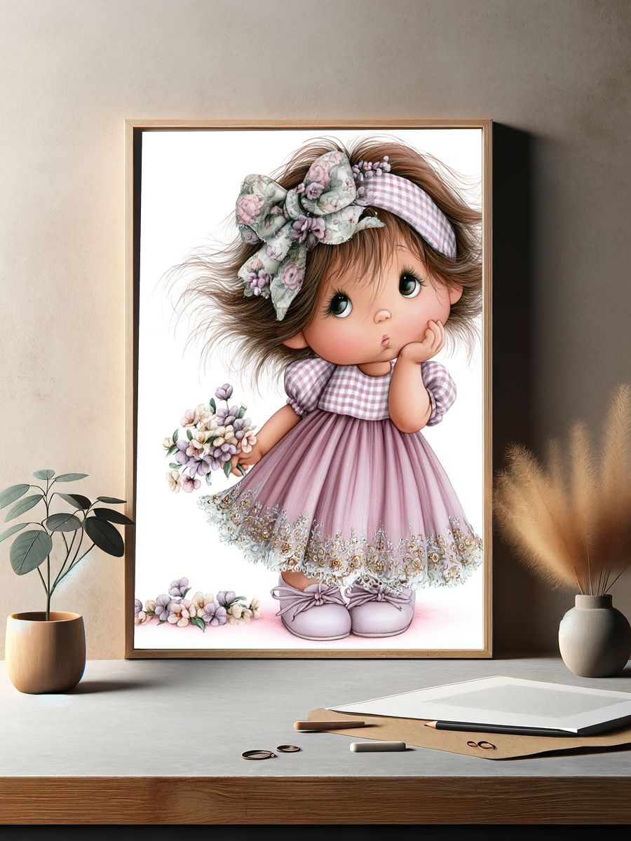 Floral Doll Illustration Poster. — room view 2