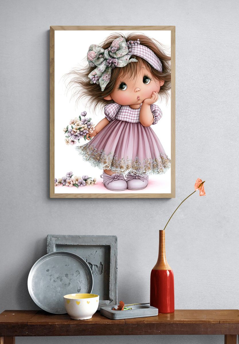 Floral Doll Illustration Poster. — room view 3