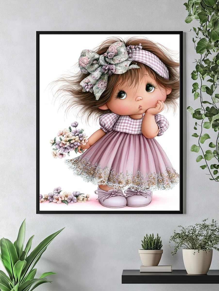 Floral Doll Illustration Poster. — room view 4