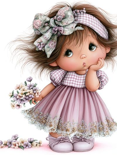Floral Doll Illustration Poster.
