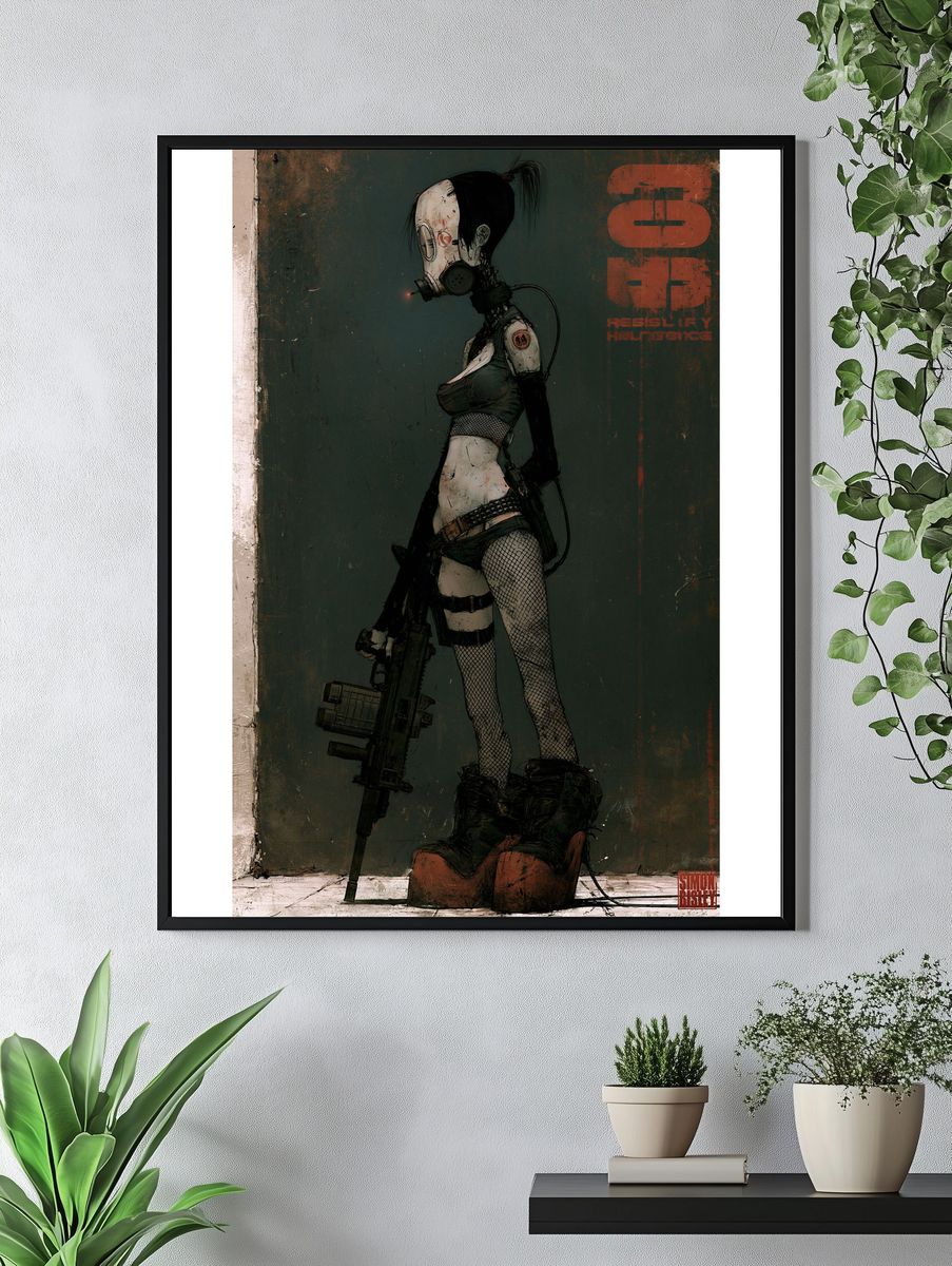Cyberpunk Gas Mask Warrior Print. — room view 4