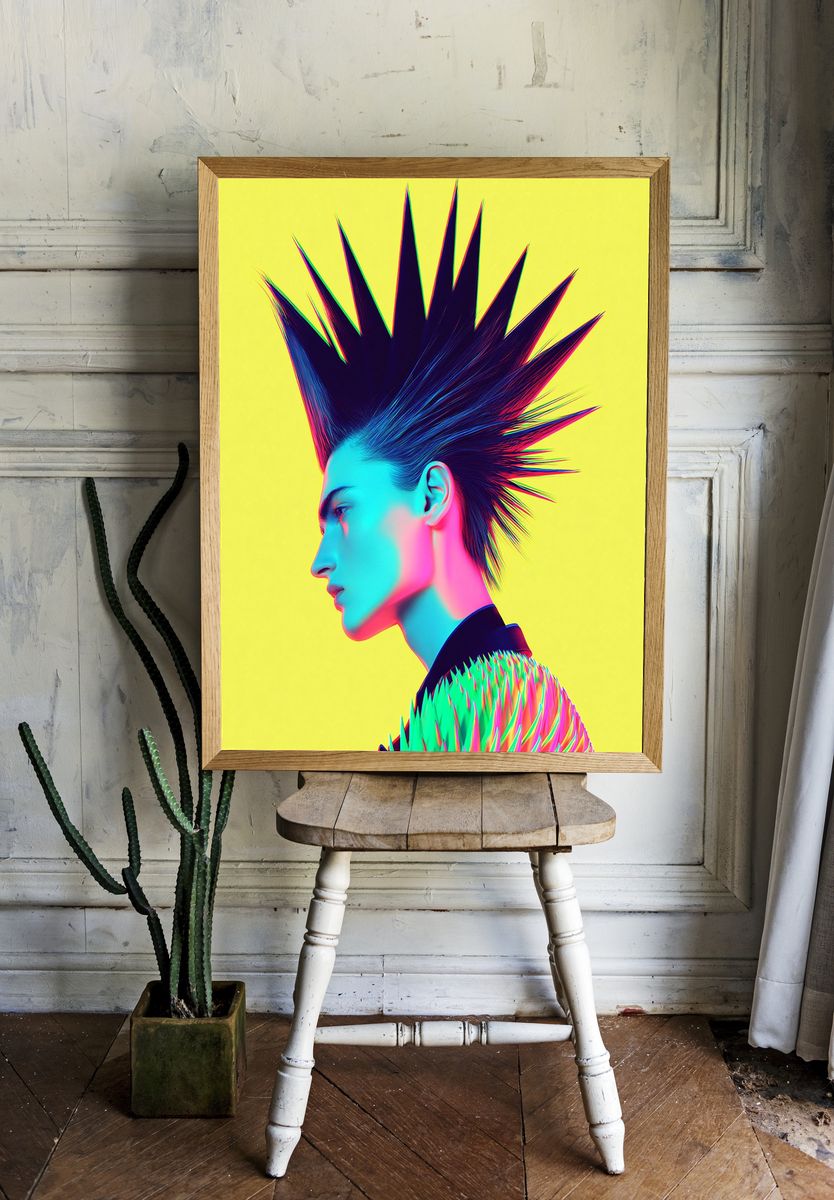 Neon Punk Portrait Poster. room preview