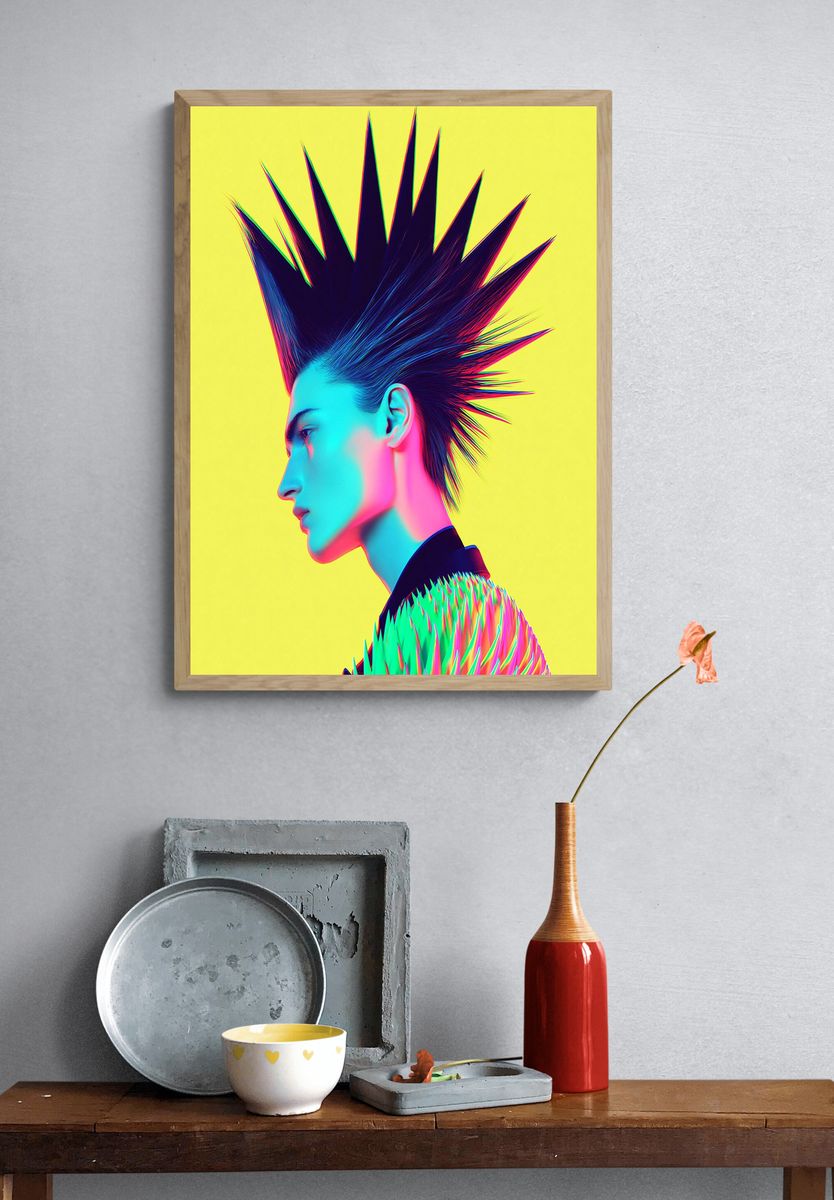 Neon Punk Portrait Poster. — room view 3