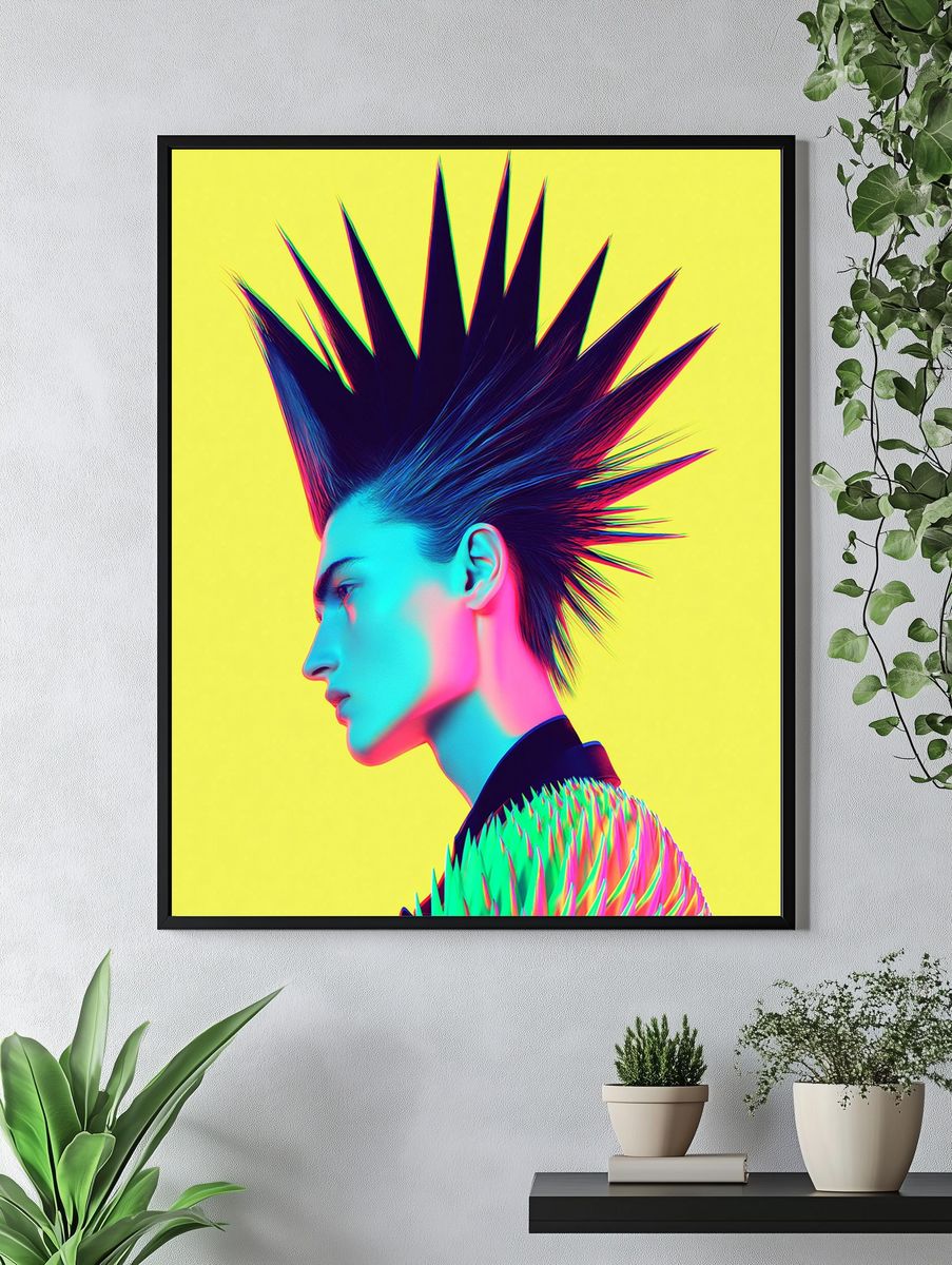 Neon Punk Portrait Poster. — room view 4