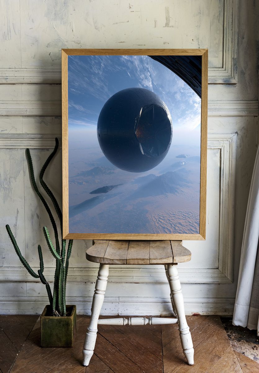 Orbital Megastructure Sci-Fi Print. room preview