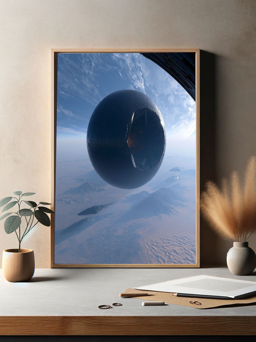 Orbital Megastructure Sci-Fi Print. — room view 2