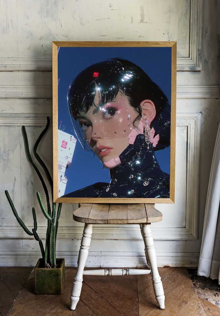 Cyberpunk Portrait Poster. room preview