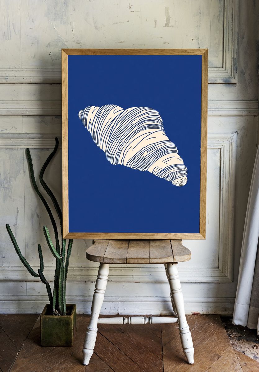 Blue Shell Line Art Poster. room preview
