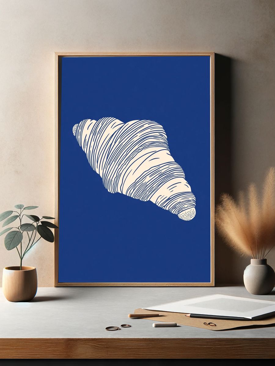 Blue Shell Line Art Poster. — room view 2