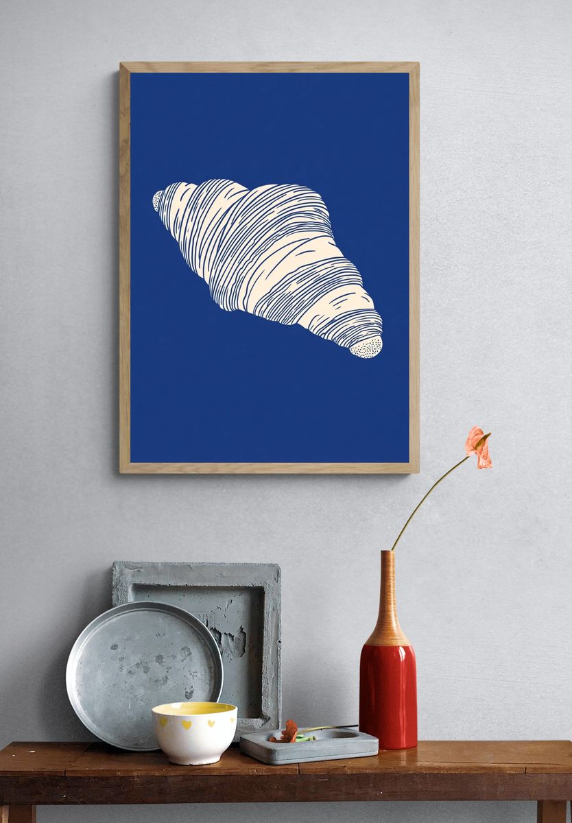Blue Shell Line Art Poster. — room view 3