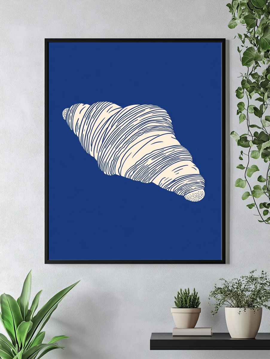 Blue Shell Line Art Poster. — room view 4