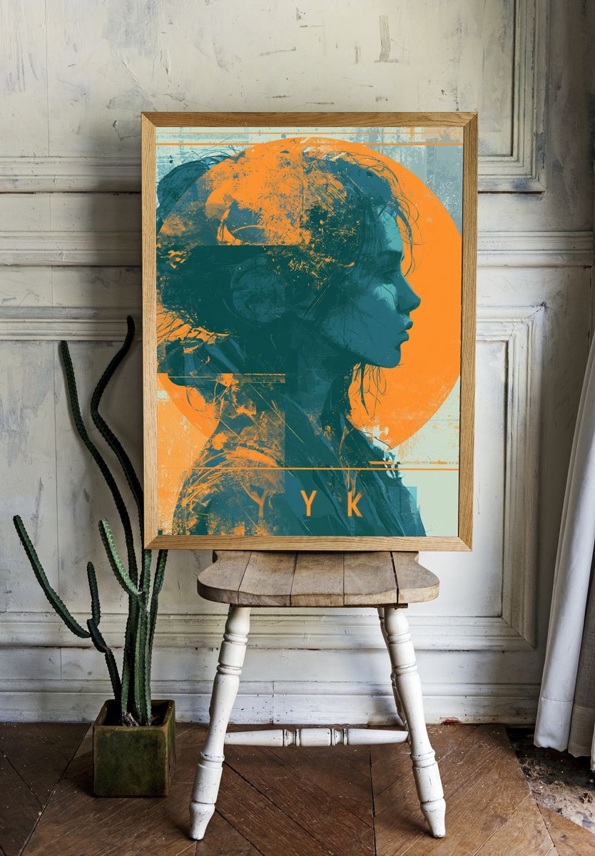 Abstract Profile Silhouette Poster. — room view 1