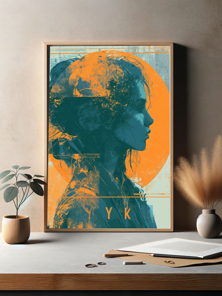 Abstract Profile Silhouette Poster. — room view 2