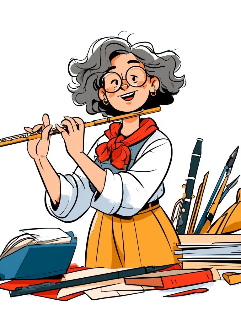 Creative Flute Girl Illustration Poster. poster detail