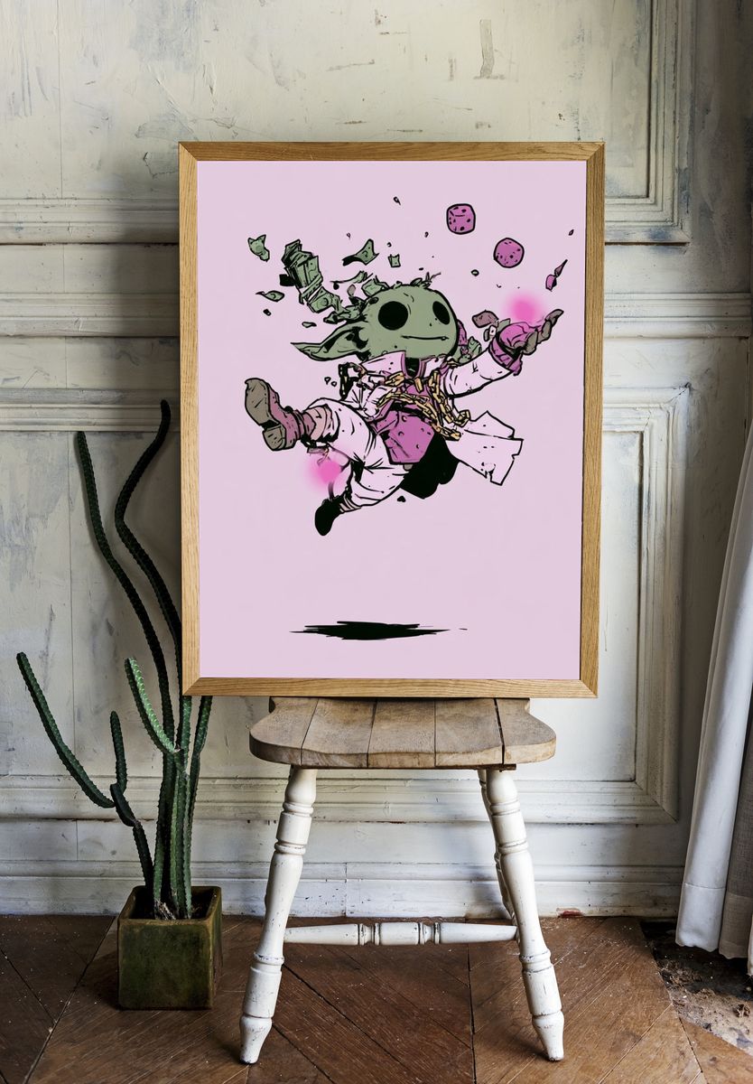 Frog and Shrimp Ink Illustration Poster. room preview