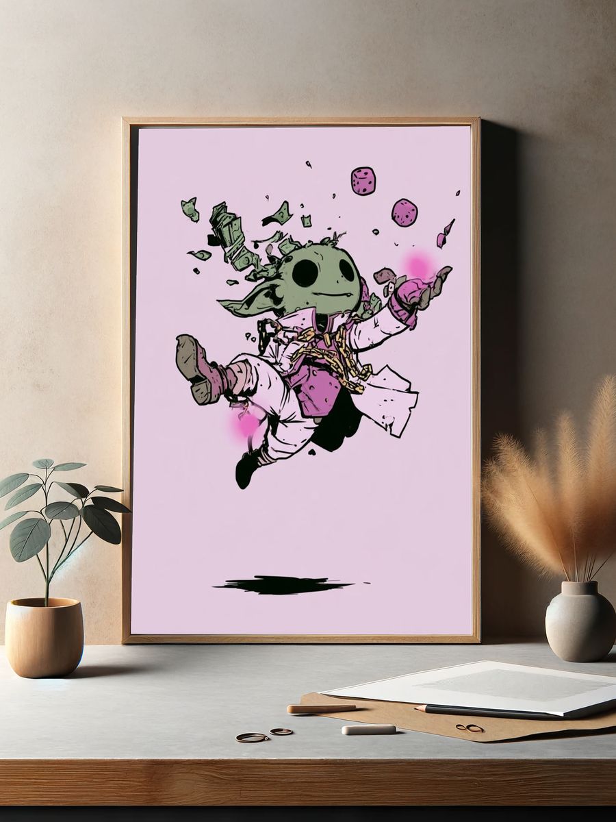 Frog and Shrimp Ink Illustration Poster. — room view 2