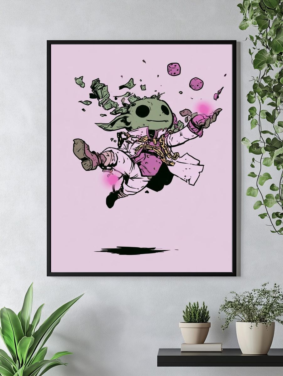 Frog and Shrimp Ink Illustration Poster. — room view 4