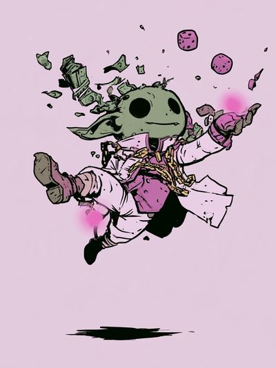 Frog and Shrimp Ink Illustration Poster.