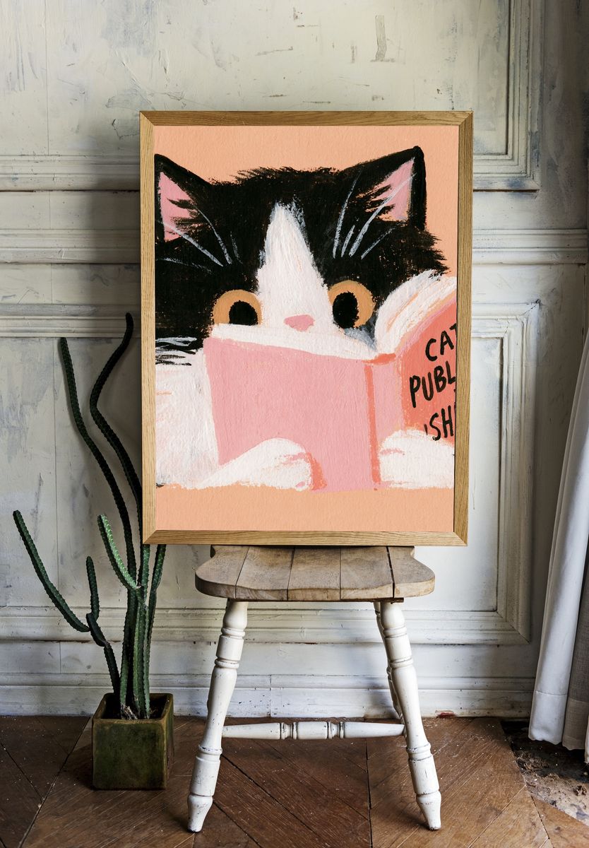 Cat Publishing Illustration Poster. room preview