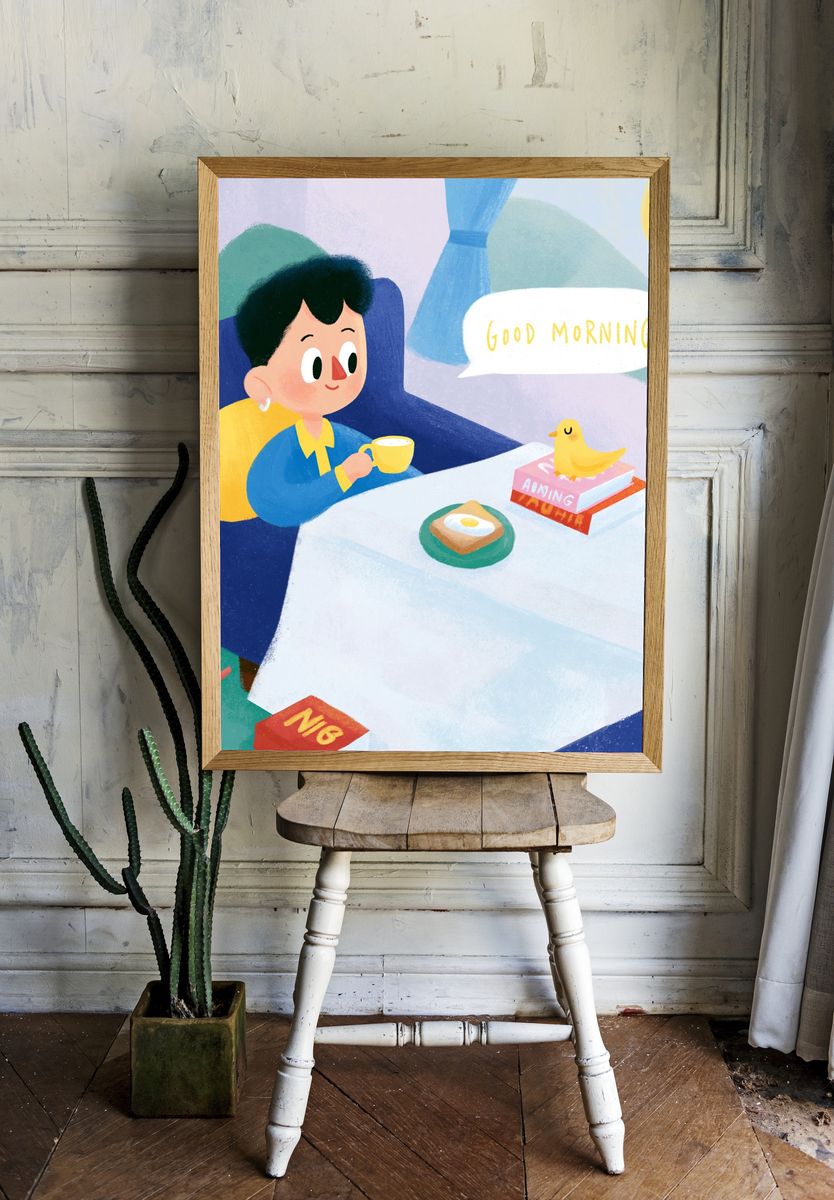 Good Morning Breakfast Illustration Poster. room preview
