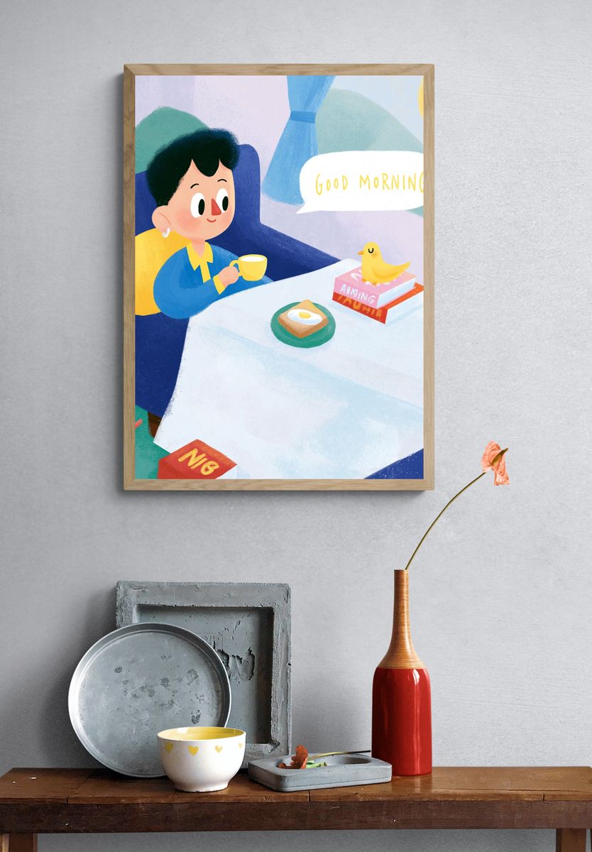 Good Morning Breakfast Illustration Poster. — room view 3