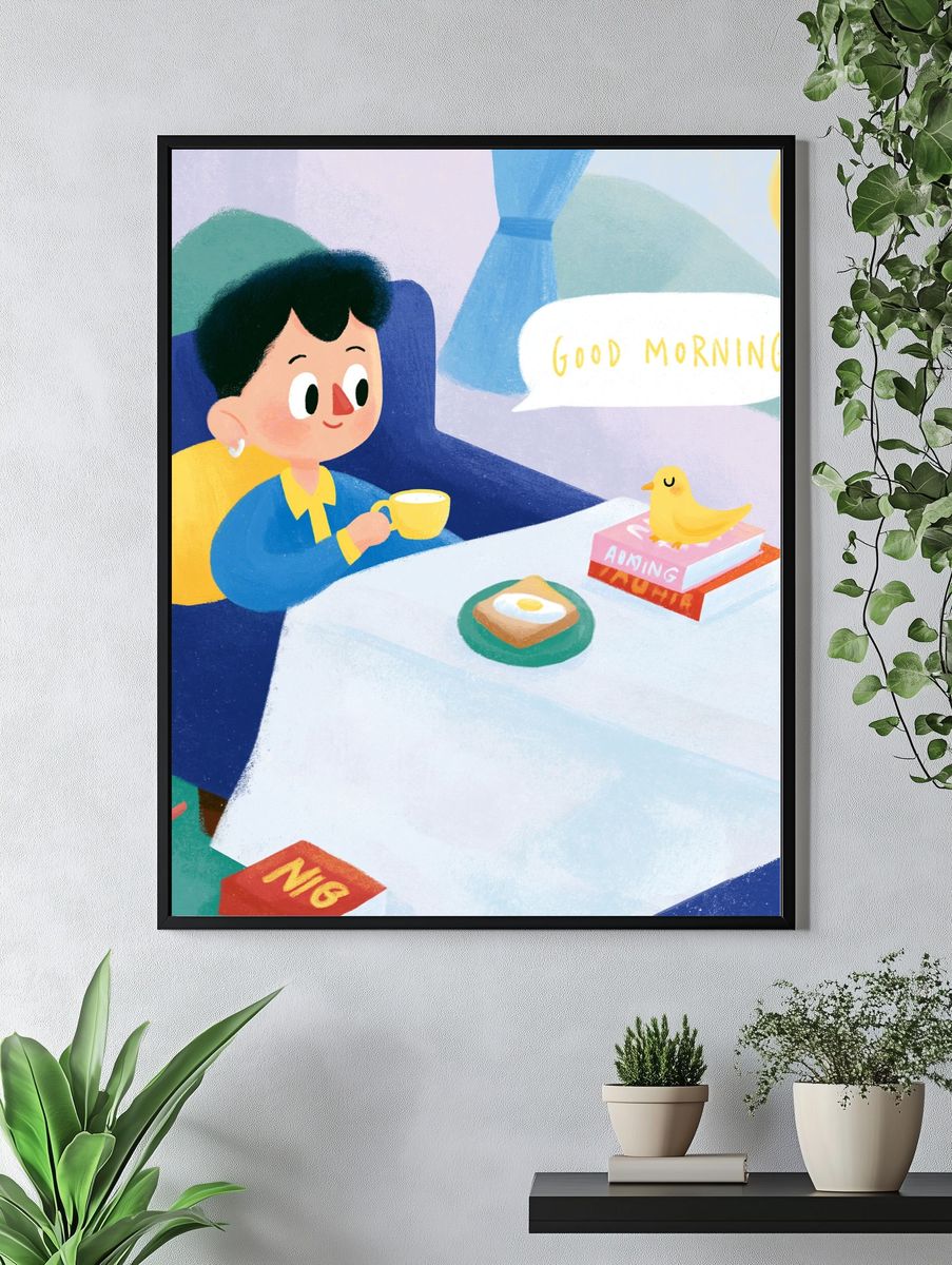 Good Morning Breakfast Illustration Poster. — room view 4