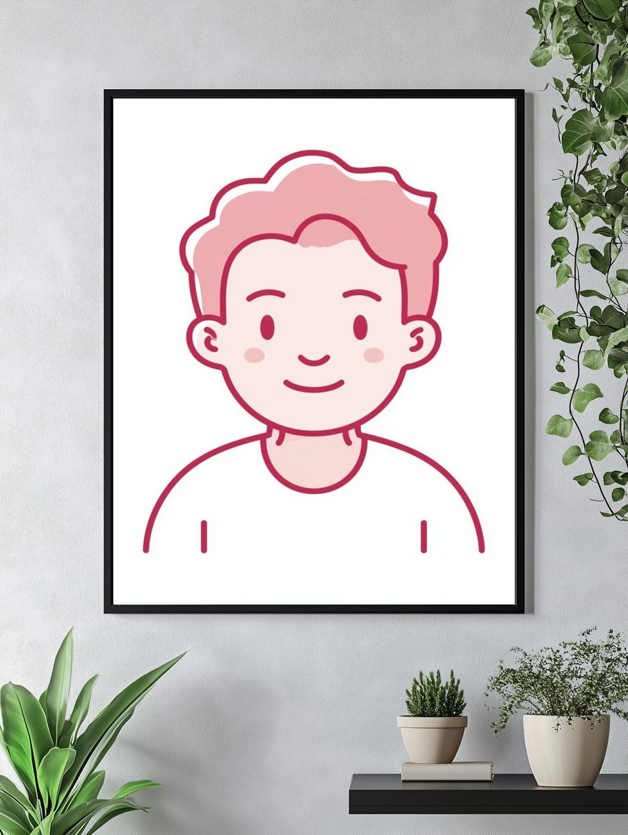 Smiling Boy Illustration Poster. — room view 4