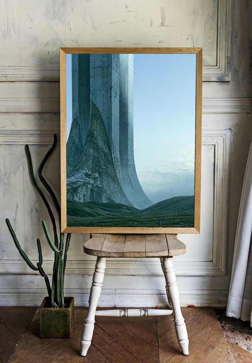 Monolithic Cliffscape — Surreal Print. room preview