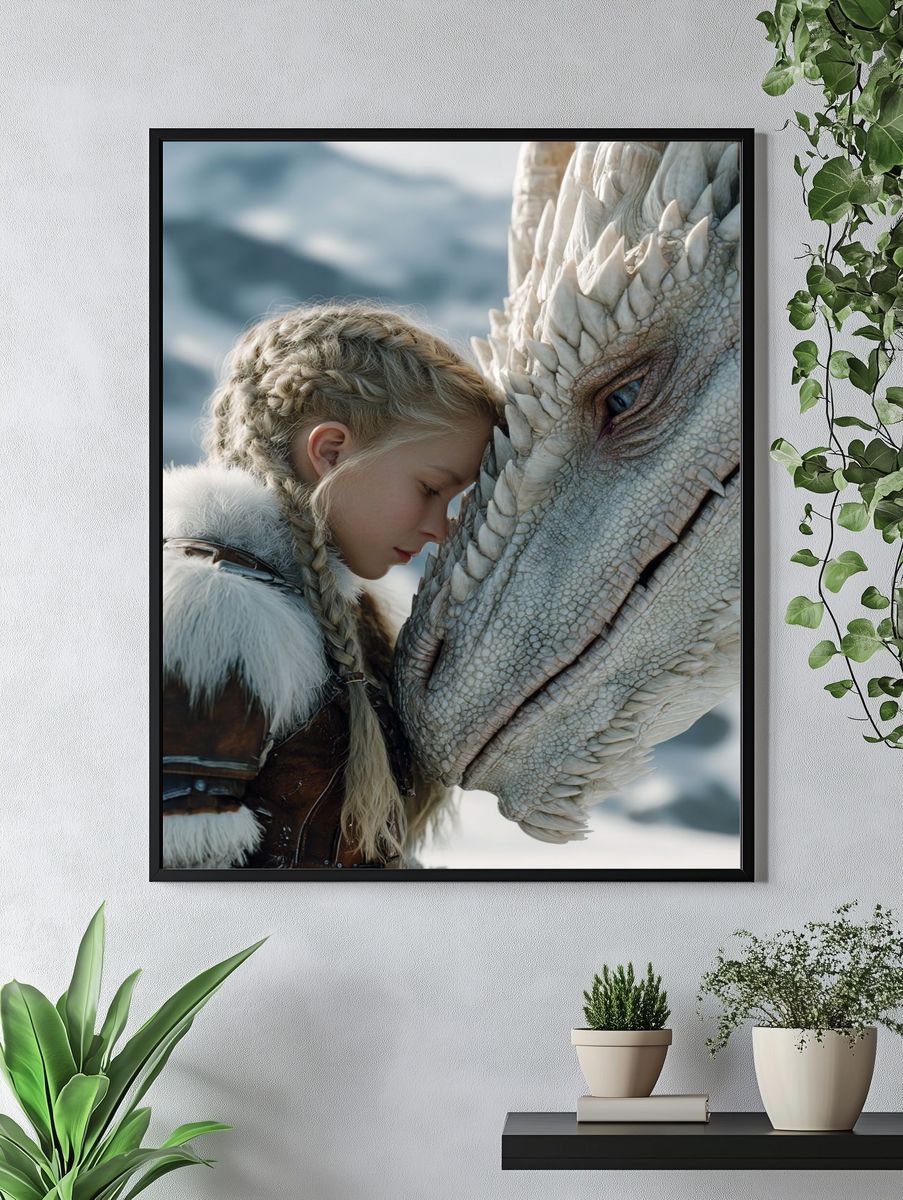 Dragon Bond Fantasy Illustration Poster. — room view 4
