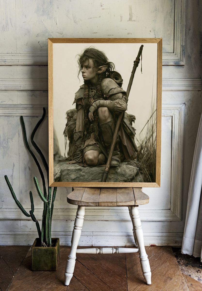 Fantasy Elf Warrior Illustration Poster. — room view 1