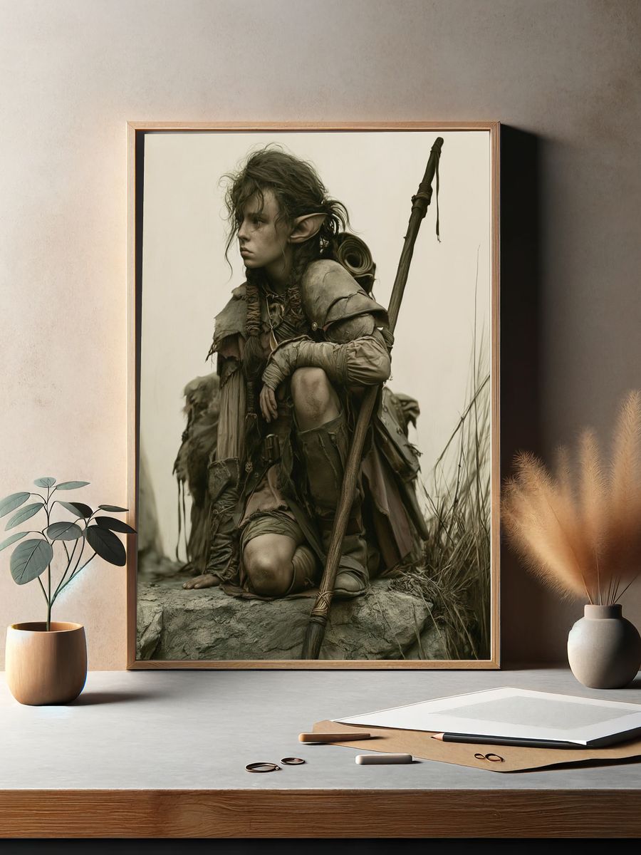 Fantasy Elf Warrior Illustration Poster. — room view 2