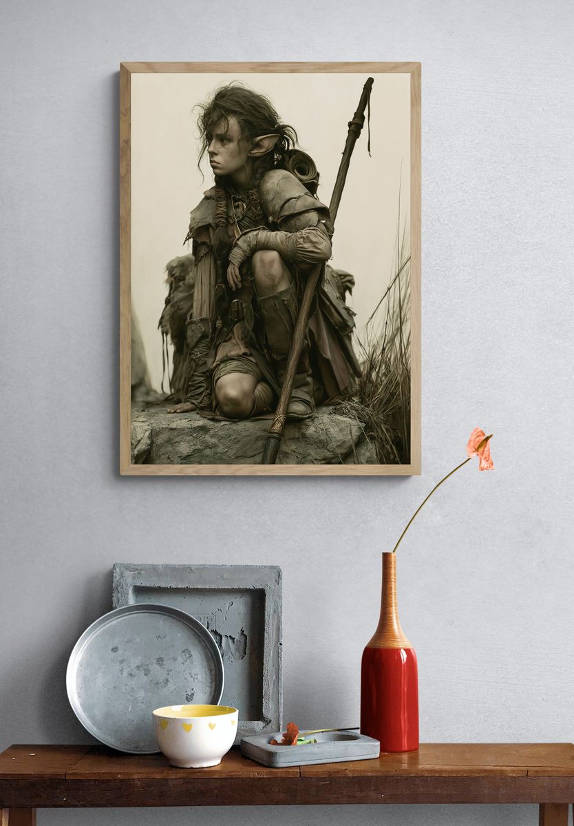 Fantasy Elf Warrior Illustration Poster. — room view 3