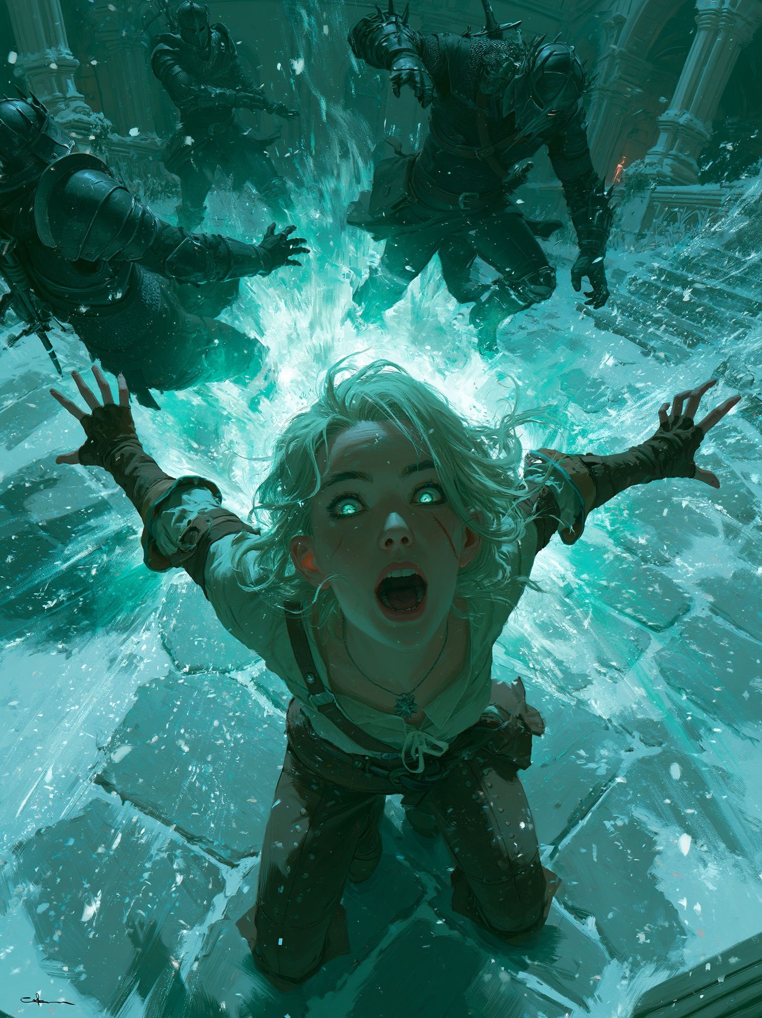Ice Magic Battle Illustration Poster. poster detail