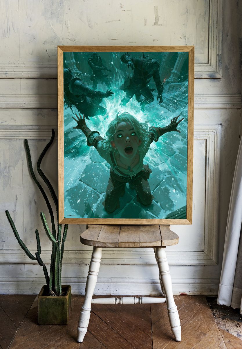 Ice Magic Battle Illustration Poster. room preview