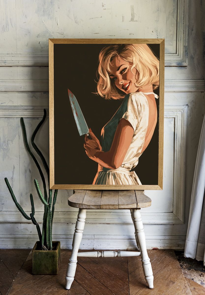 Retro Femme Fatale Illustration Poster. room preview
