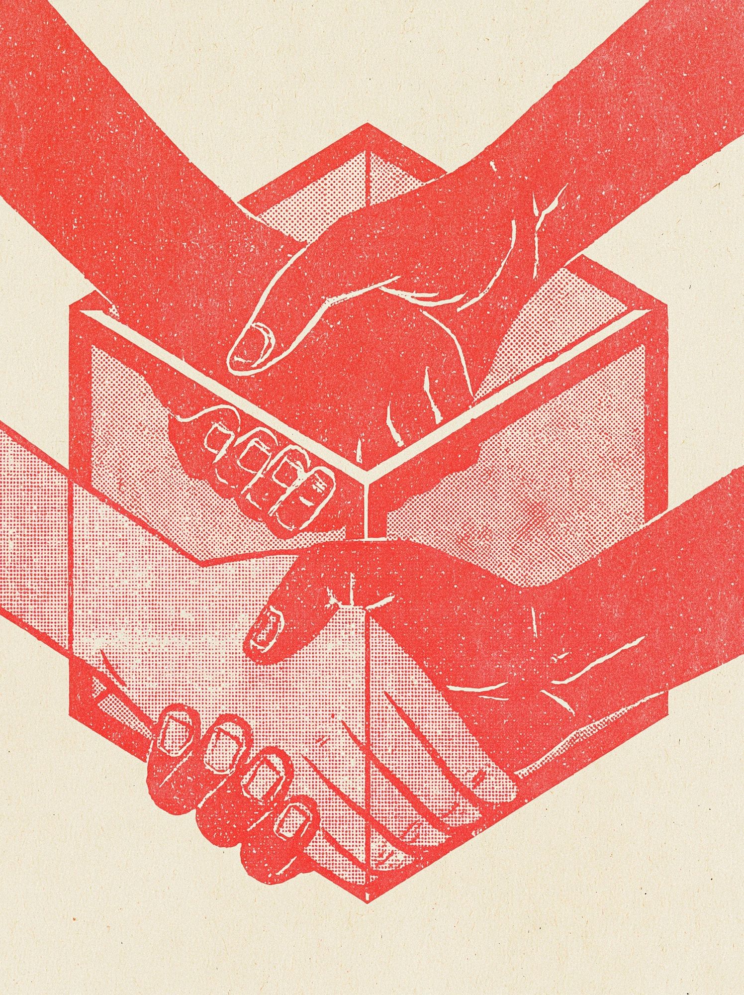 Hands Holding Box Typography Print. poster detail
