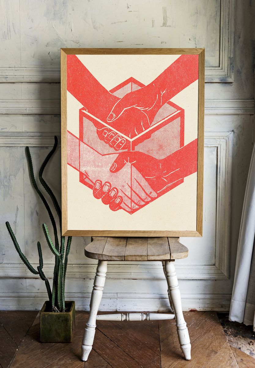 Hands Holding Box Typography Print. — room view 1