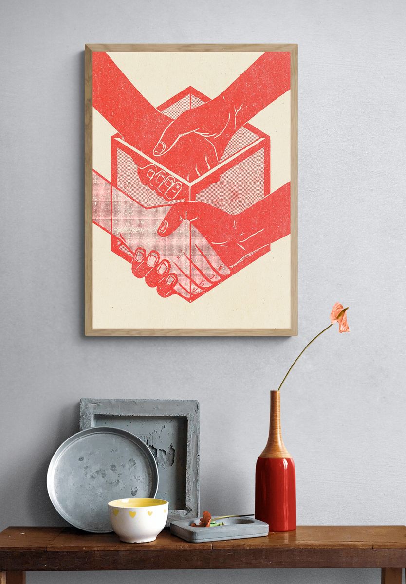 Hands Holding Box Typography Print. — room view 3