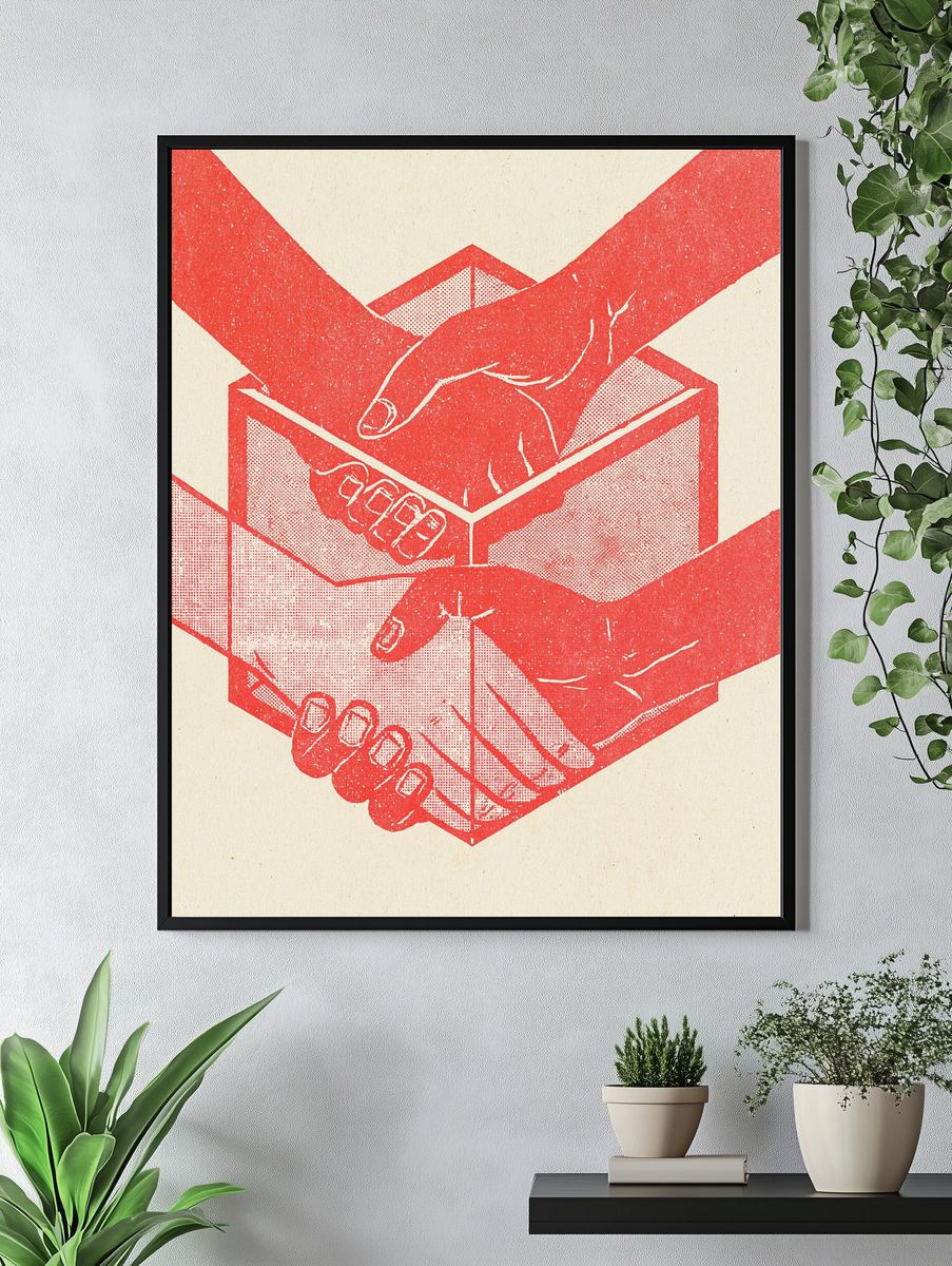 Hands Holding Box Typography Print. — room view 4