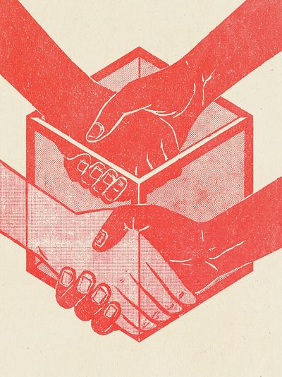 Hands Holding Box Typography Print. poster print