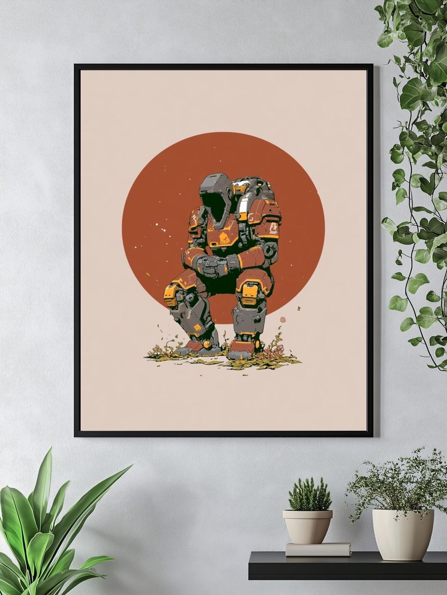 Seated Mech Digital Art Poster. — room view 4