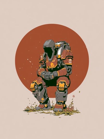 Seated Mech Digital Art Poster.