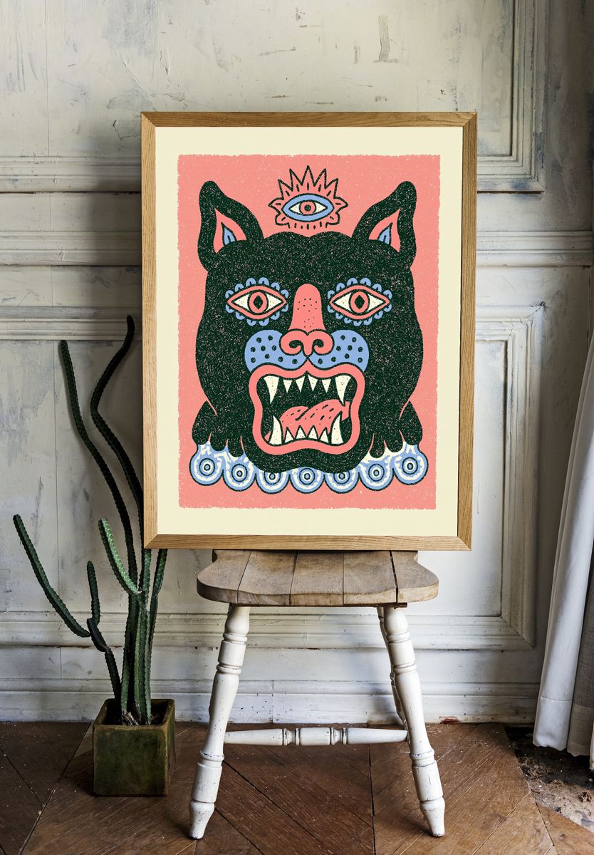 Mystic Cat Illustration Poster. room preview