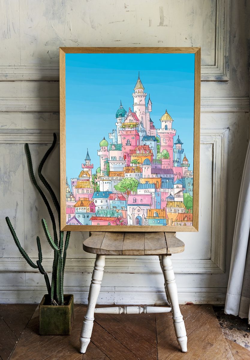 Pastel Storybook Castle Poster. — room view 1