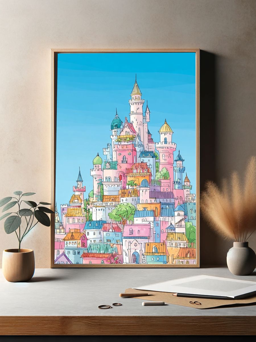Pastel Storybook Castle Poster. — room view 2