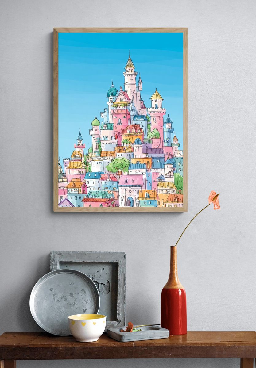 Pastel Storybook Castle Poster. — room view 3
