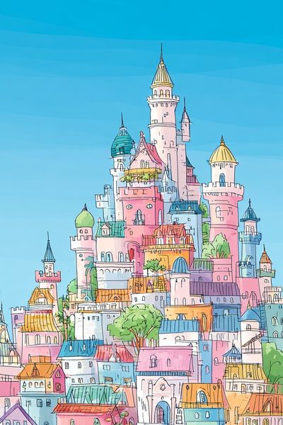 Pastel Storybook Castle Poster. poster